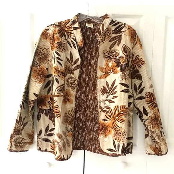 Alfred Dunner Jackets & Blazers - Alfred Dunner leaves ,Lightweight  Open Front Blazer Size 16 💯 Cotton